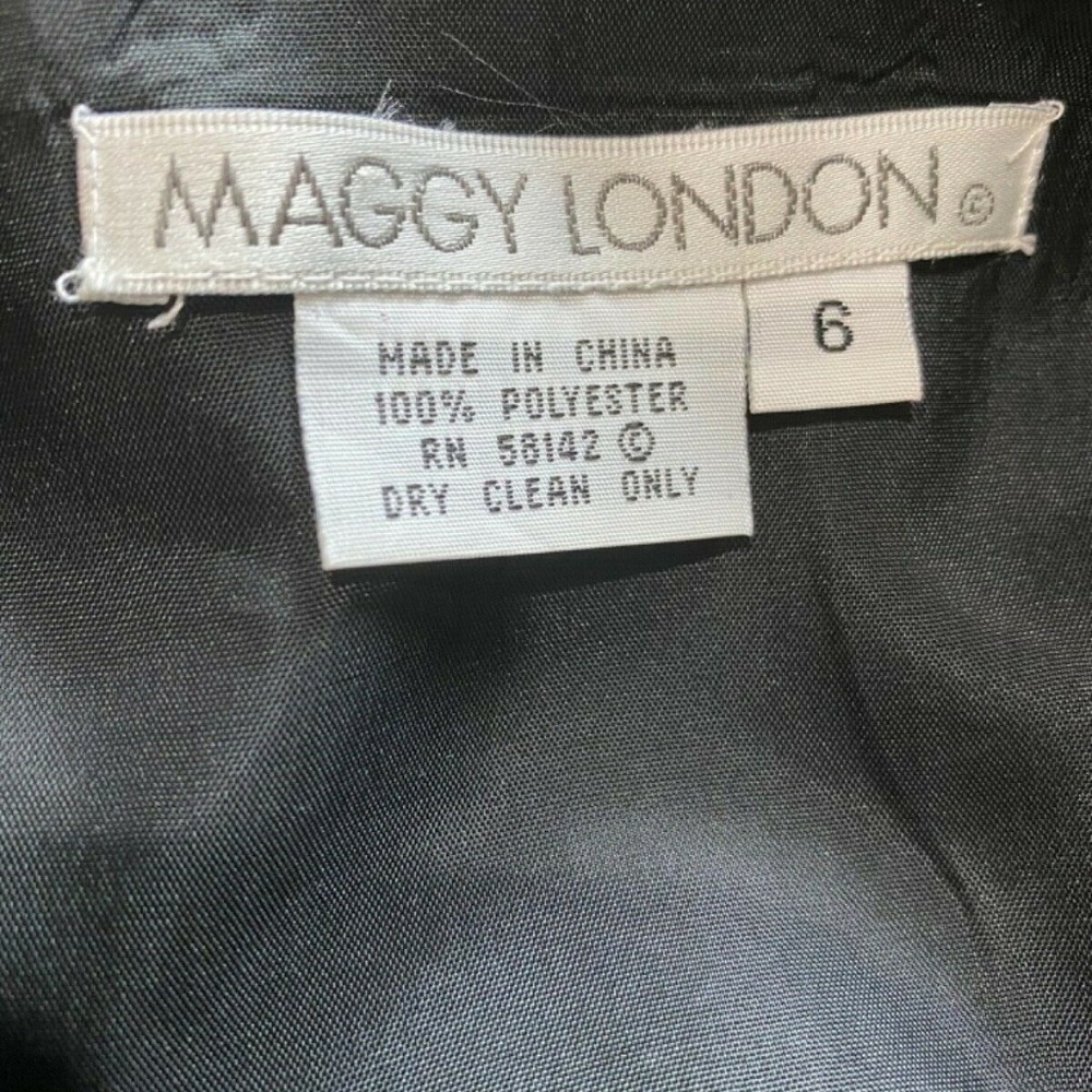MAGGY LONDON Vint RARE 80s A-line Bell Sleeve V-Neck Dress Sz 6 Embroidered NWOT - Picture 7 of 12